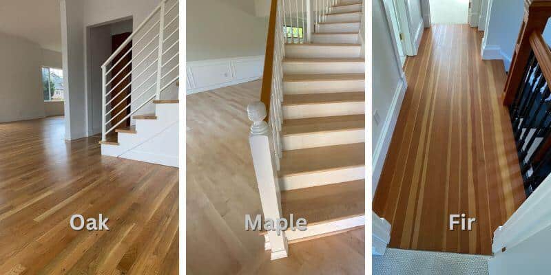 From Worn to Wow: The Real Process Behind Hardwood Floor Refinishing 2 Oak vs Maple vs Fir wood floor LUKS CONSTRUCTION